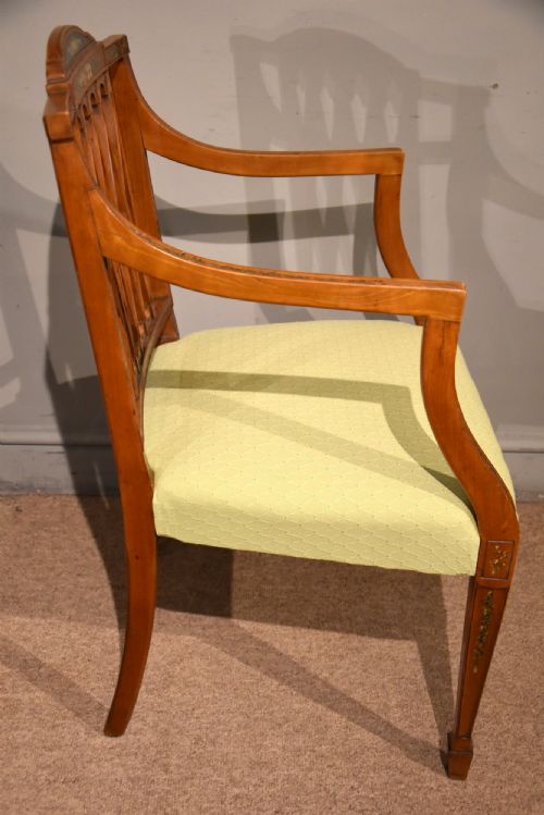 19TH CENTURY SATINWOOD AND HAND PAINTED ARMCHAIR S H JEWELL - ADDITIONAL PHOTO 2