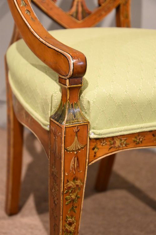 19TH CENTURY SATINWOOD AND HAND PAINTED ARMCHAIR S H JEWELL - ADDITIONAL PHOTO 5
