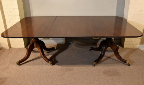 MAHOGANY REGENCY TWO PILLAR DINING TABLE - ADDITIONAL PHOTO 1