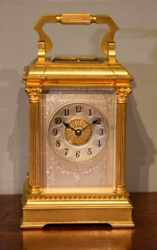 19th century strike repeat carriage clock - CATEGORY: ANTIQUE CLOCKS - DATED 19TH CENTURY