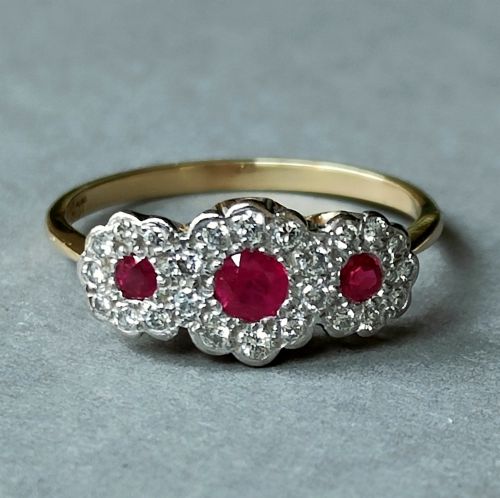 EDWARDIAN 18CT GOLD RUBY AND DIAMOND CLUSTER RING O7 - ADDITIONAL PHOTO 1