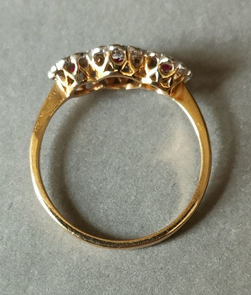 EDWARDIAN 18CT GOLD RUBY AND DIAMOND CLUSTER RING O7 - ADDITIONAL PHOTO 4
