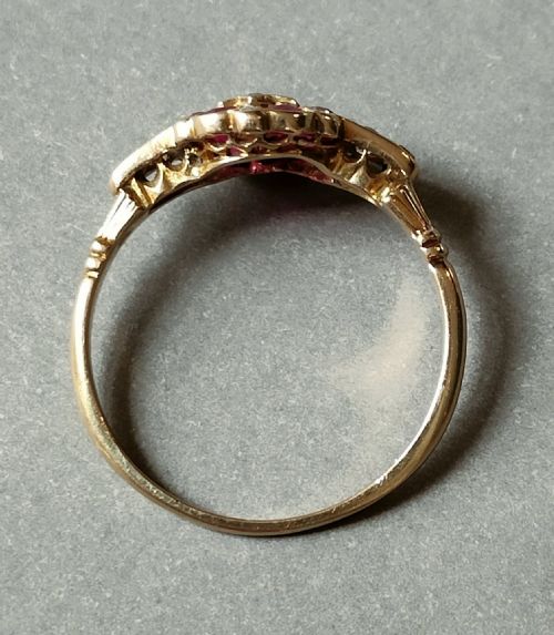 BEAUTIFUL ANTIQUE VICTORIAN 18CT RUBY DIAMOND CLUSTER RING - ADDITIONAL PHOTO 5