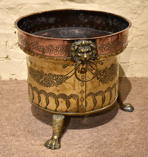 GEORGIAN COPPER AND BRASS BIN PLANTER - ADDITIONAL PHOTO 1