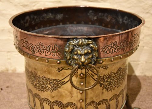 GEORGIAN COPPER AND BRASS BIN PLANTER - ADDITIONAL PHOTO 2