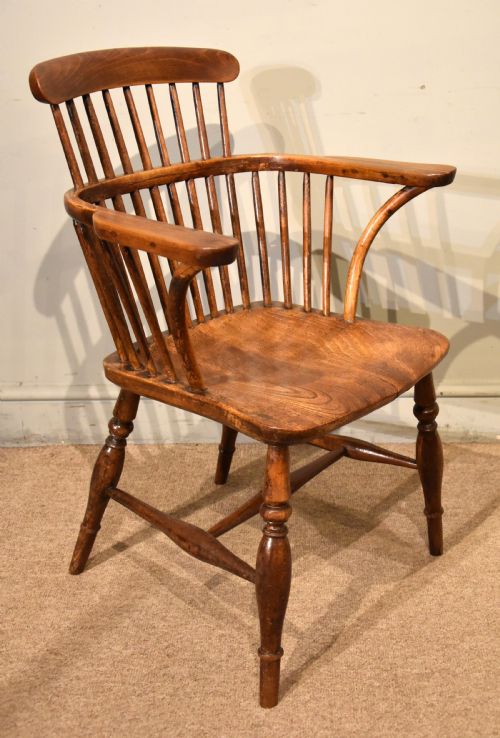 PAIR 19TH CENTURY COUNTRY ASH ELM WINDSOR ARMCHAIRS - ADDITIONAL PHOTO 3