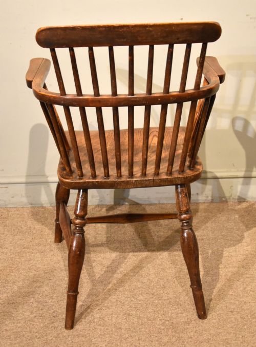 PAIR 19TH CENTURY COUNTRY ASH ELM WINDSOR ARMCHAIRS - ADDITIONAL PHOTO 5