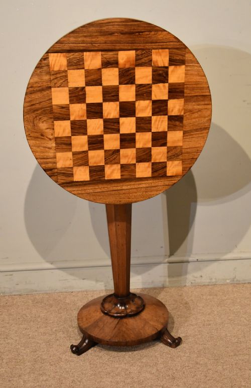 early victorian rosewood satinwood games table - CATEGORY: ANTIQUE TABLES - DATED 19TH CENTURY