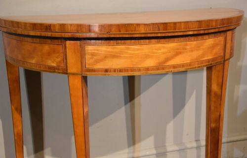 PAIR 18TH CENTURY SATINWOOD DEMI LUNE CARD TABLES - ADDITIONAL PHOTO 3