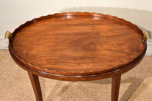 GEORGE III MAHOGANY OVAL TRAY ON STAND - ADDITIONAL PHOTO 1