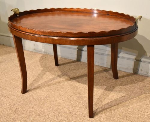 GEORGE III MAHOGANY OVAL TRAY ON STAND - ADDITIONAL PHOTO 2