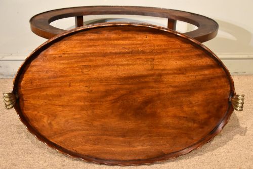 GEORGE III MAHOGANY OVAL TRAY ON STAND - ADDITIONAL PHOTO 4