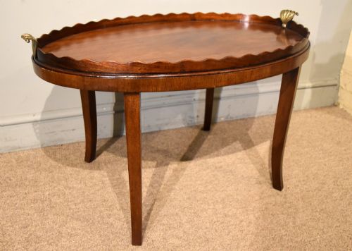 GEORGE III MAHOGANY OVAL TRAY ON STAND - ADDITIONAL PHOTO 5