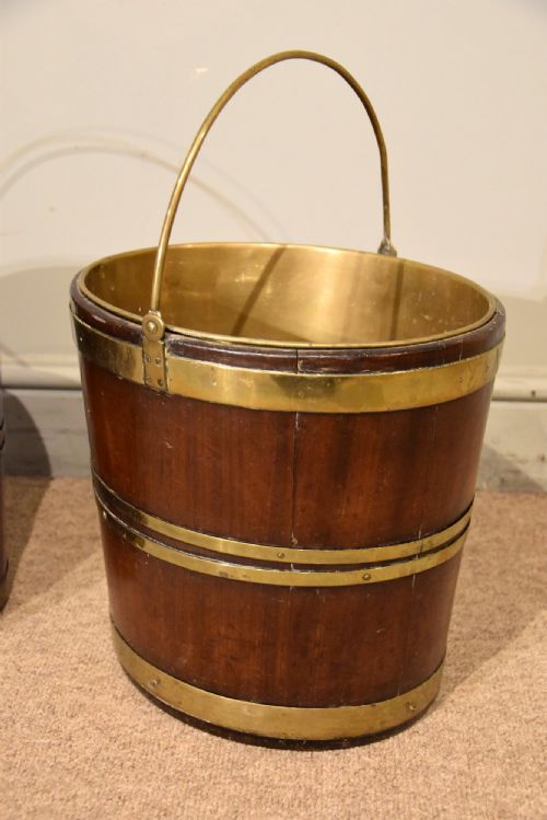 PAIR 19TH CENTURY MAHOGANY BRASS OYSTER BUCKETS - ADDITIONAL PHOTO 1