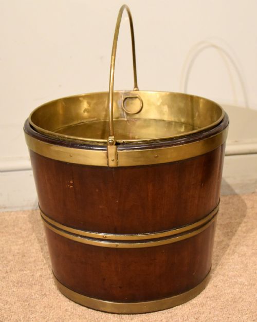 PAIR 19TH CENTURY MAHOGANY BRASS OYSTER BUCKETS - ADDITIONAL PHOTO 3