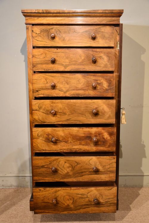 VICTORIAN ROSEWOOD WELLINGTON CHEST OF DRAWERS - ADDITIONAL PHOTO 1
