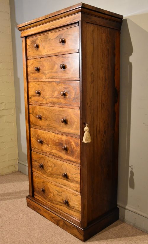 VICTORIAN ROSEWOOD WELLINGTON CHEST OF DRAWERS - ADDITIONAL PHOTO 2
