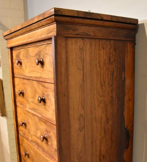 VICTORIAN ROSEWOOD WELLINGTON CHEST OF DRAWERS - ADDITIONAL PHOTO 3