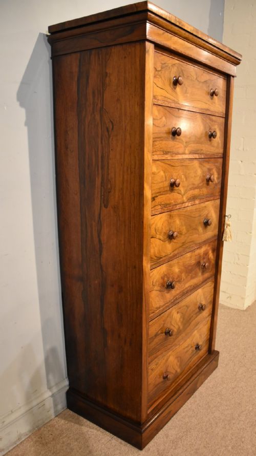 VICTORIAN ROSEWOOD WELLINGTON CHEST OF DRAWERS - ADDITIONAL PHOTO 6