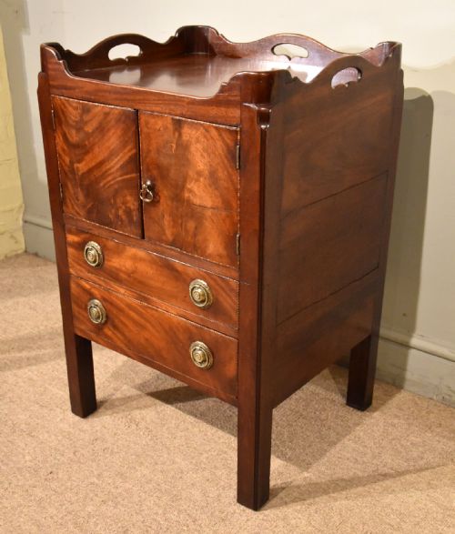 18TH CENTURY MAHOGANY BOXWOOD EBONY BEDSIDE COMMODE - ADDITIONAL PHOTO 2