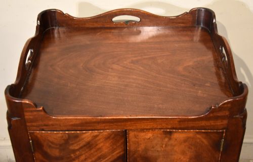 18TH CENTURY MAHOGANY BOXWOOD EBONY BEDSIDE COMMODE - ADDITIONAL PHOTO 4