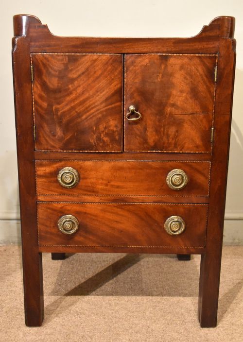 18TH CENTURY MAHOGANY BOXWOOD EBONY BEDSIDE COMMODE - ADDITIONAL PHOTO 5
