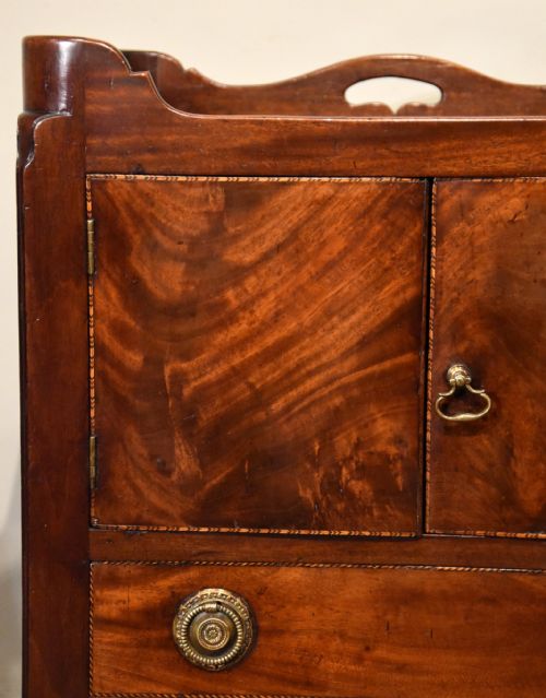 18TH CENTURY MAHOGANY BOXWOOD EBONY BEDSIDE COMMODE - ADDITIONAL PHOTO 6