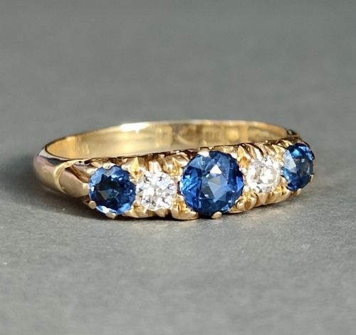 VICTORIAN 18CT GOLD SAPPHIRE DIAMOND RING CHESTER 1900 - ADDITIONAL PHOTO 1