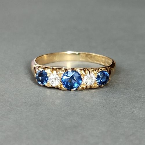 VICTORIAN 18CT GOLD SAPPHIRE DIAMOND RING CHESTER 1900 - ADDITIONAL PHOTO 6