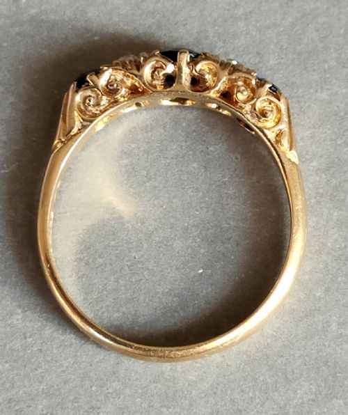 VICTORIAN 18CT GOLD SAPPHIRE DIAMOND RING CHESTER 1900 - ADDITIONAL PHOTO 8