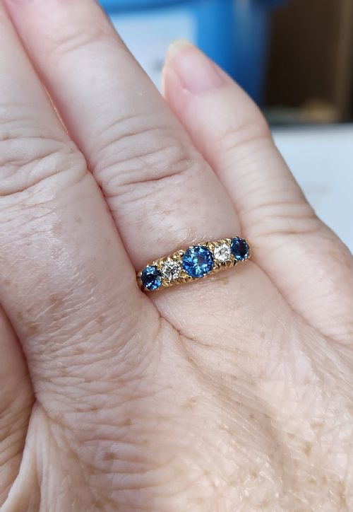 VICTORIAN 18CT GOLD SAPPHIRE DIAMOND RING CHESTER 1900 - ADDITIONAL PHOTO 10