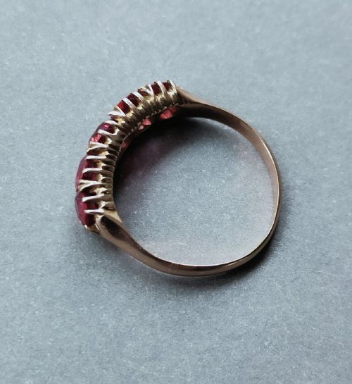 BEAUTIFUL VICTORIAN 18CT ROSE GOLD RUBY HALF HOOP RING - ADDITIONAL PHOTO 8