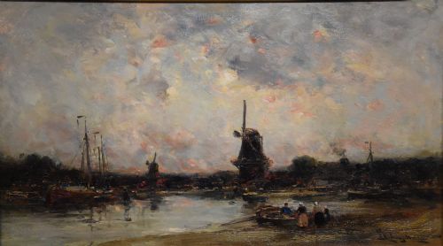 OIL PAINTING BY EDMUND AUBREY HUNT A DUTCH ESTUARY EVENING - ADDITIONAL PHOTO 1