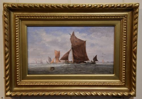 Oil Painting by August Ballin  "Thames Barges"