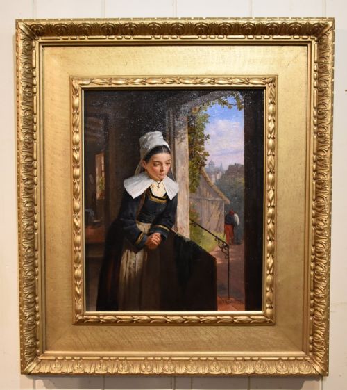 oil painting by william arthur breakspeare the young novice - CATEGORY: ANTIQUE ART - DATED 19TH CENTURY