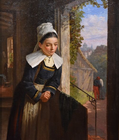 OIL PAINTING BY WILLIAM ARTHUR BREAKSPEARE THE YOUNG NOVICE - ADDITIONAL PHOTO 1