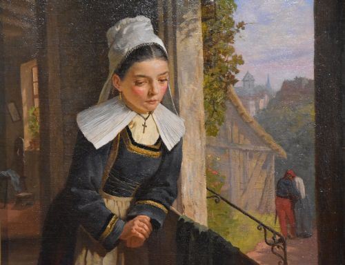 OIL PAINTING BY WILLIAM ARTHUR BREAKSPEARE THE YOUNG NOVICE - ADDITIONAL PHOTO 2
