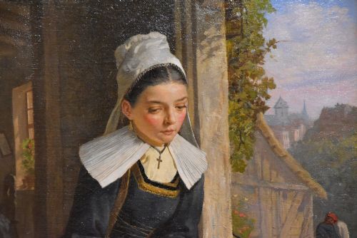 OIL PAINTING BY WILLIAM ARTHUR BREAKSPEARE THE YOUNG NOVICE - ADDITIONAL PHOTO 3