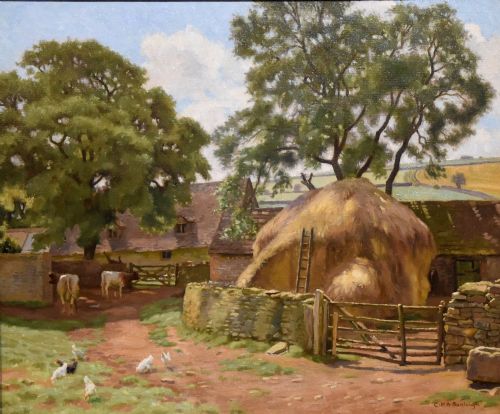 OIL PAINTING BY CHARLES HENRY BURLEIGH THE FARMSTEAD - ADDITIONAL PHOTO 1