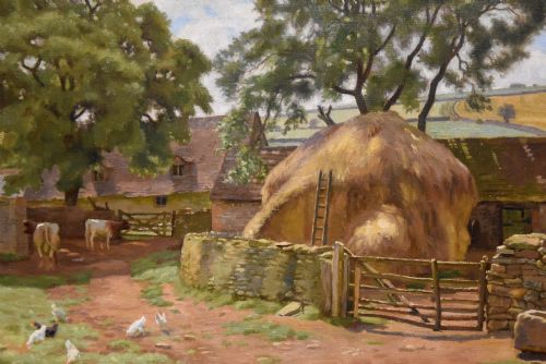 OIL PAINTING BY CHARLES HENRY BURLEIGH THE FARMSTEAD - ADDITIONAL PHOTO 2
