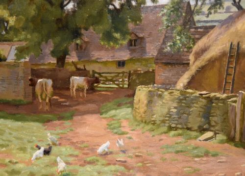 OIL PAINTING BY CHARLES HENRY BURLEIGH THE FARMSTEAD - ADDITIONAL PHOTO 3