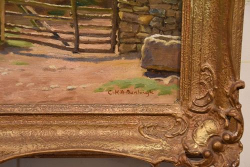 OIL PAINTING BY CHARLES HENRY BURLEIGH THE FARMSTEAD - ADDITIONAL PHOTO 4