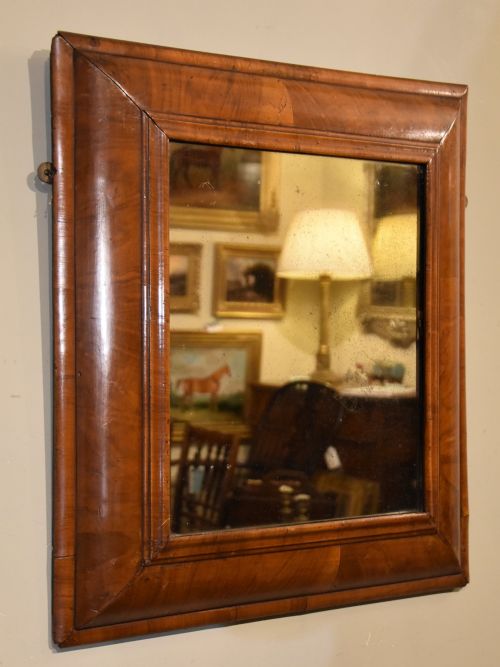 WILLIAM AND MARY PERIOD WALNUT CUSHION MIRROR - ADDITIONAL PHOTO 1