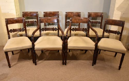 set of eight regency mahogany dining chairs - CATEGORY: ANTIQUE CHAIRS - DATED REGENCY
