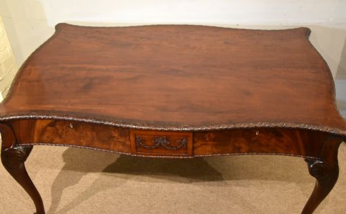 LARGE VICTORIAN CARVED MAHOGANY PARTNERS WRITING TABLE - ADDITIONAL PHOTO 2
