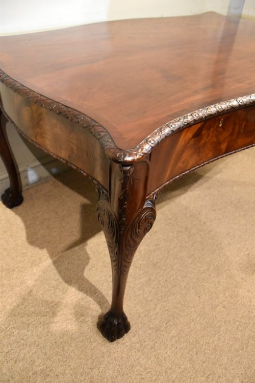 LARGE VICTORIAN CARVED MAHOGANY PARTNERS WRITING TABLE - ADDITIONAL PHOTO 4