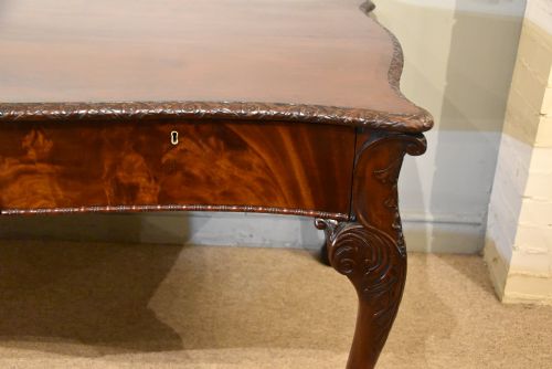 LARGE VICTORIAN CARVED MAHOGANY PARTNERS WRITING TABLE - ADDITIONAL PHOTO 5