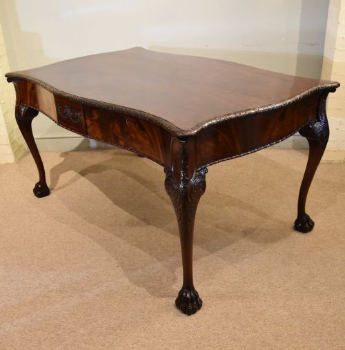 LARGE VICTORIAN CARVED MAHOGANY PARTNERS WRITING TABLE - ADDITIONAL PHOTO 8