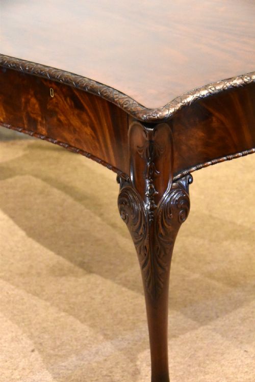 LARGE VICTORIAN CARVED MAHOGANY PARTNERS WRITING TABLE - ADDITIONAL PHOTO 9