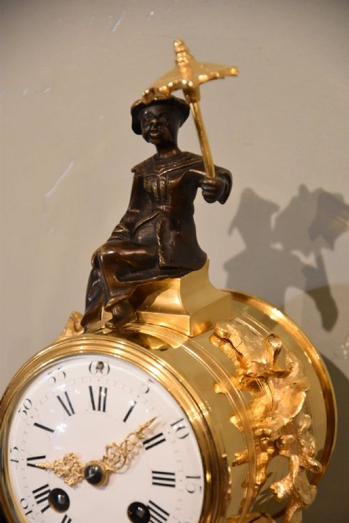 FRENCH BRONZE AND ORMOLU MANTEL CLOCK OF ELEPHANT - ADDITIONAL PHOTO 4